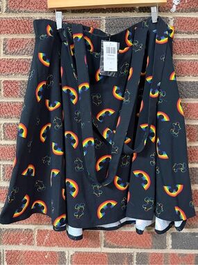 Hot Topic Black Suspender Skater Skirt with Rainbow Print Disney Plus Size 3